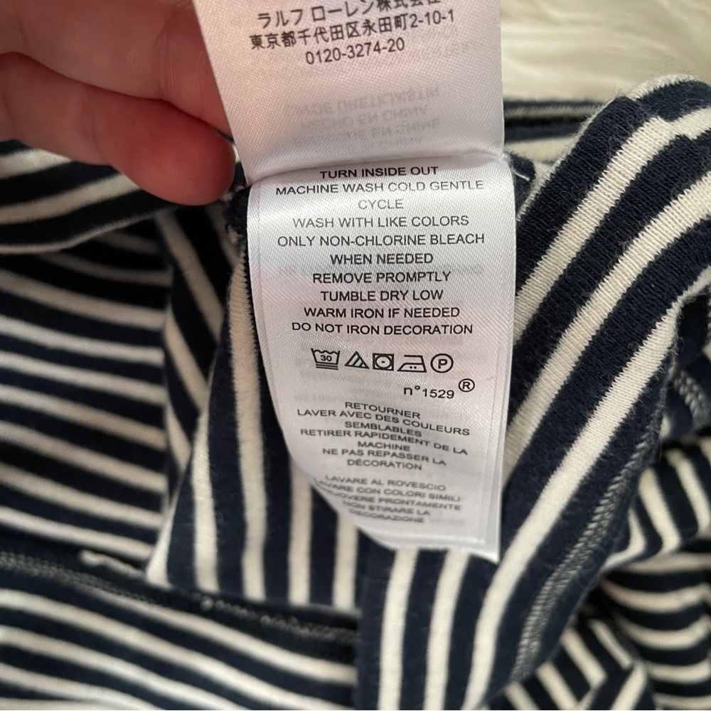 Lauren Ralph Lauren 100% cotton striped leather zipper shoulder elbow size 1X - Picture 8 of 8